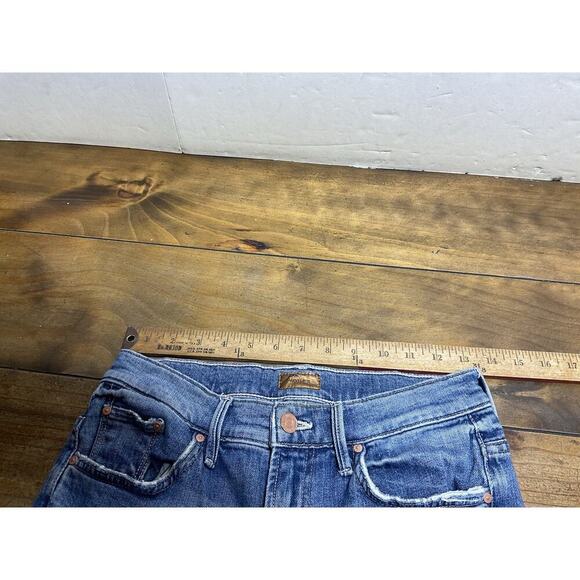 Mother Jeans High Rise Insider Crop Step Fray Size 27 Blue Scenic Route - Picture 10 of 12